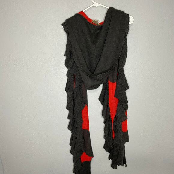 Wildfox hooded scarf grey red hearts and ruffles - Picture 3 of 9